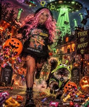 ICavity Colors Halloween Invasion Spookbag T-Shirt Size M Black